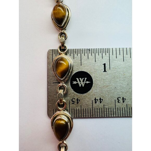 Estate Sterling Silver 925 Jonben Tiger Eye Designer Bracelet 8" 16.05g - Picture 5 of 9